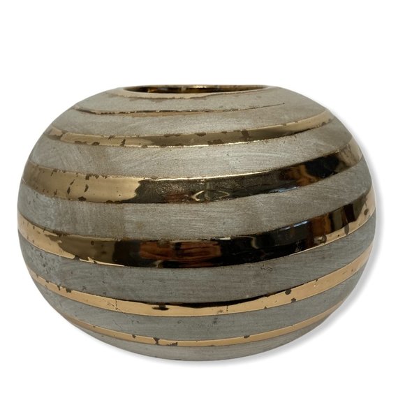 2 UNBRANDED Gold Trim Distressed Ceramic Décor